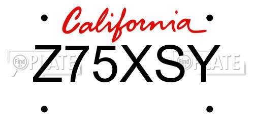 Z75XSY California License Plate