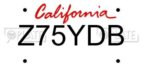 Z75YDB California License Plate