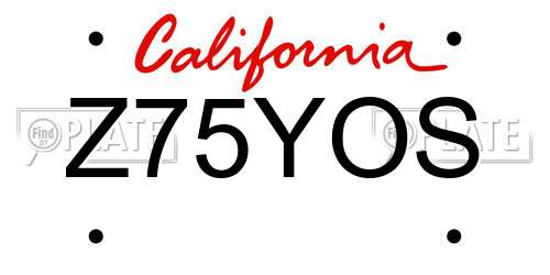 Z75YOS California License Plate