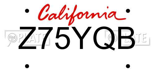 Z75YQB California License Plate