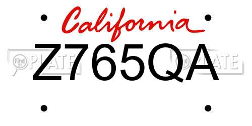 Z765QA California License Plate