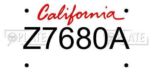 Z7680A California License Plate