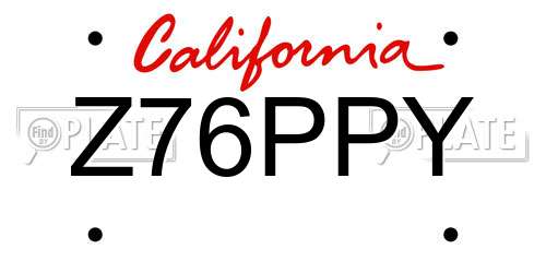 Z76PPY California License Plate