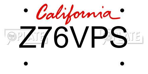 Z76VPS California License Plate