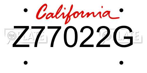 Z77022G California License Plate