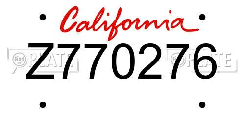 Z770276 California License Plate