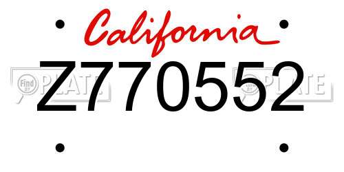 Z770552 California License Plate