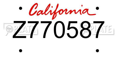 Z770587 California License Plate