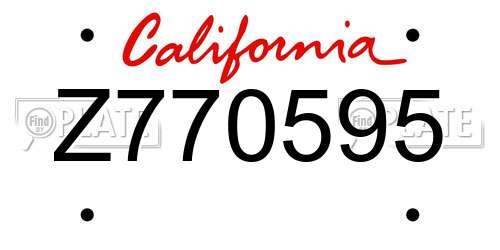 Z770595 California License Plate