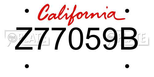 Z77059B California License Plate