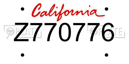 Z770776 California License Plate