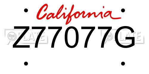 Z77077G California License Plate