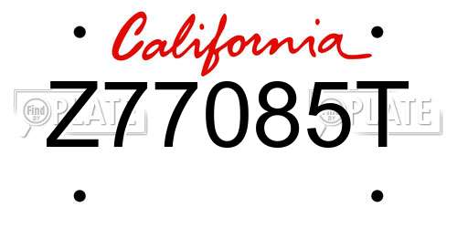Z77085T California License Plate