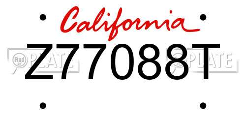 Z77088T California License Plate