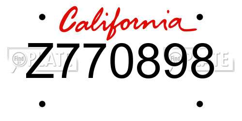 Z770898 California License Plate