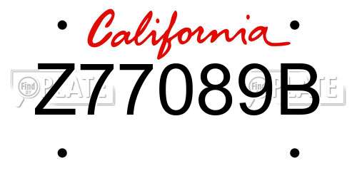 Z77089B California License Plate