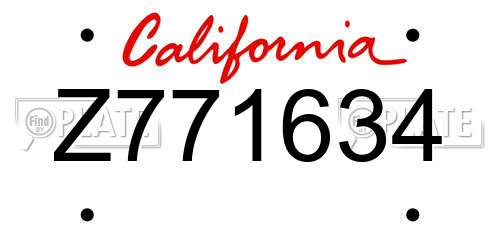 Z771634 California License Plate