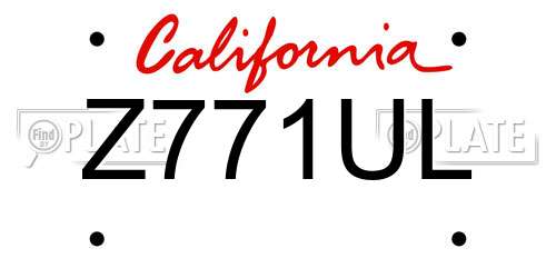 Z771UL California License Plate