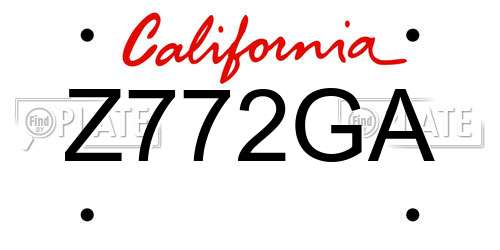 Z772GA California License Plate