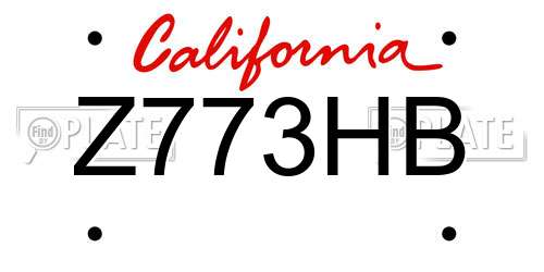 Z773HB California License Plate