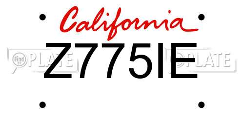 Z775IE California License Plate