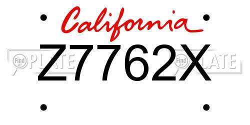 Z7762X California License Plate