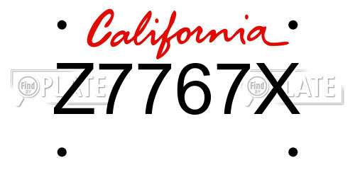Z7767X California License Plate
