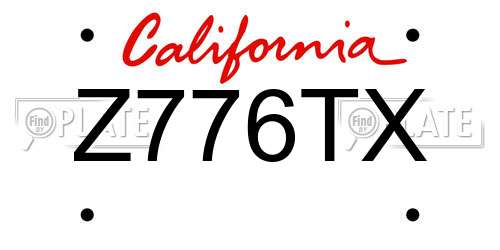 Z776TX California License Plate