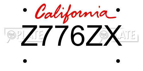 Z776ZX California License Plate