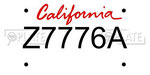 Z7776A California License Plate
