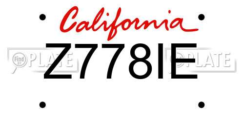 Z778IE California License Plate
