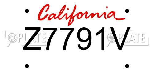 Z7791V California License Plate