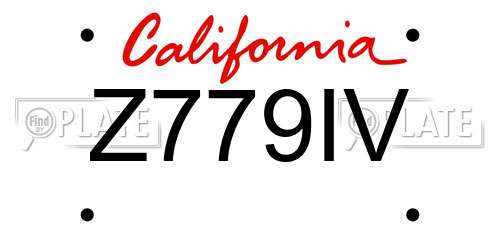 Z779IV California License Plate
