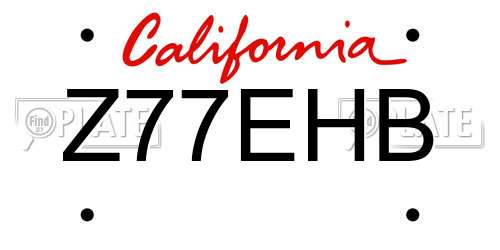 Z77EHB California License Plate