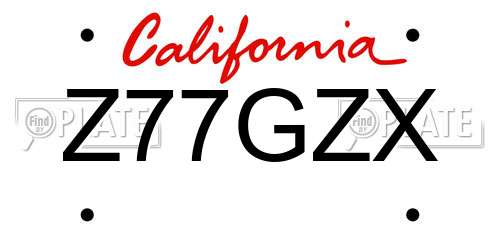 Z77GZX California License Plate