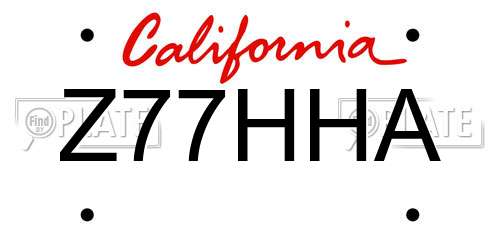 Z77HHA California License Plate