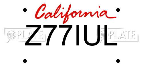 Z77IUL California License Plate