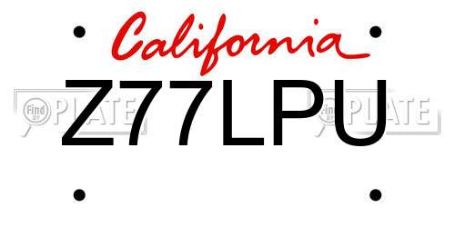 Z77LPU California License Plate