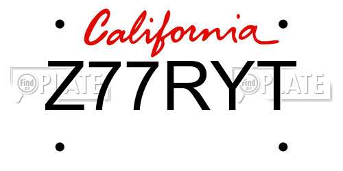 Z77RYT California License Plate