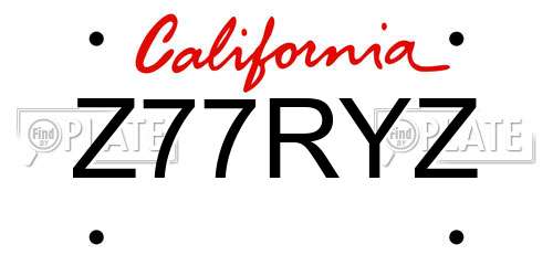 Z77RYZ California License Plate