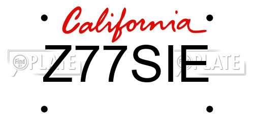 Z77SIE California License Plate
