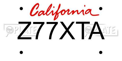 Z77XTA California License Plate