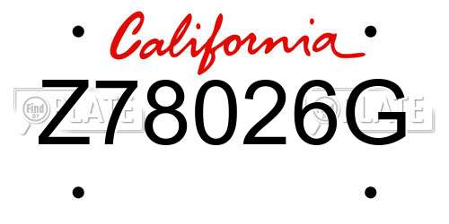 Z78026G California License Plate
