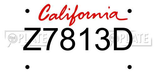 Z7813D California License Plate