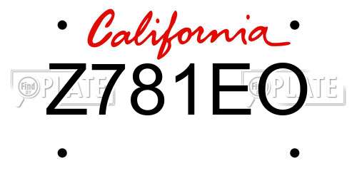 Z781EO California License Plate