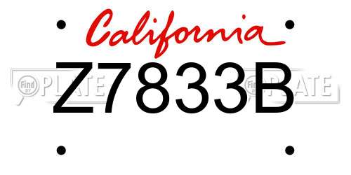Z7833B California License Plate