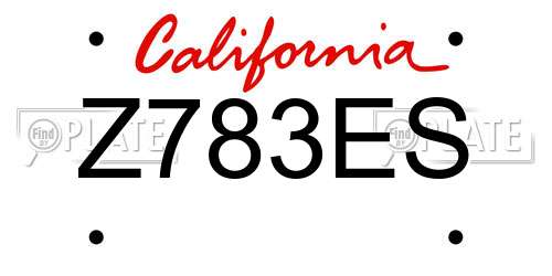Z783ES California License Plate