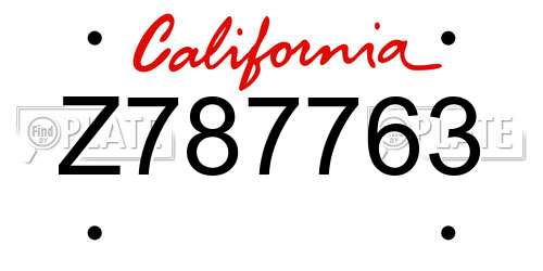 Z787763 California License Plate