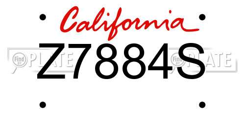 Z7884S California License Plate