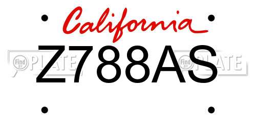 Z788AS California License Plate